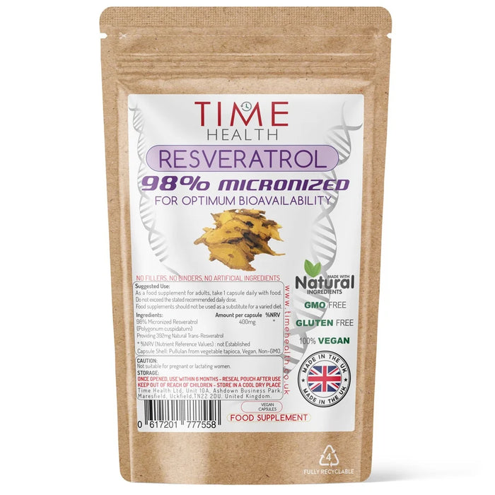Resveratrol – 98% Micronized – Optimum Bioavailability – Pure & Natural Trans Resveratrol Derived from Japanese Knotweed – 3rd Party Purity Tested – Capsules / Powder