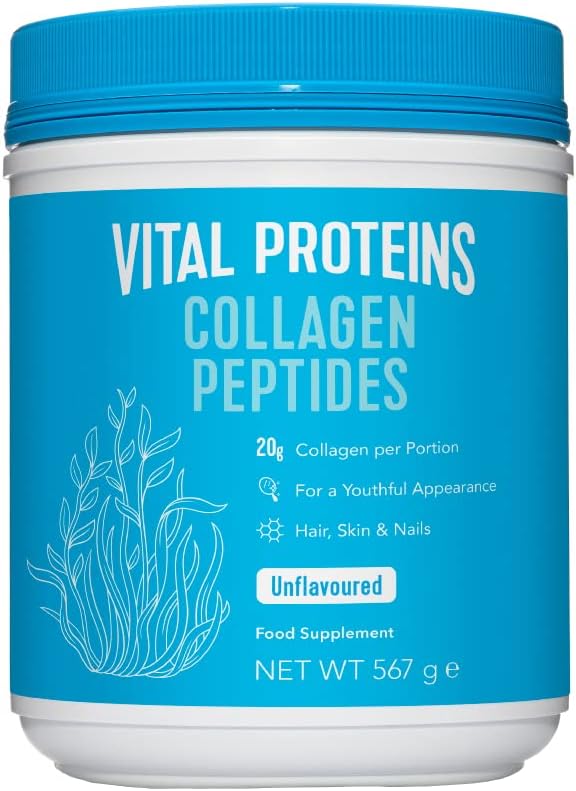 Vital Proteins Collagen Peptides Powder Supplement (Type I, III) - Hydrolyzed Collagen - Non-GMO - 20g per Serving - Unflavoured (567g Canister)