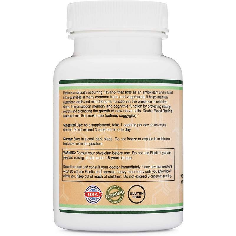 Double Wood Fisetin Supplement - 90 Fisetin Capsules - 100mg per Serving
