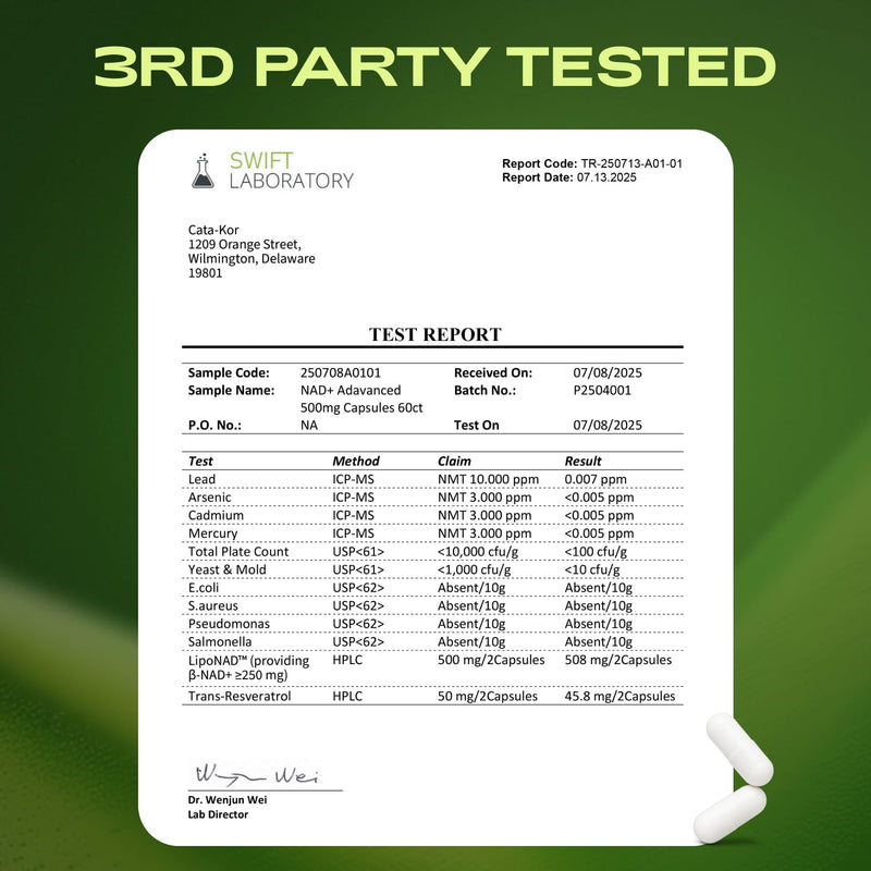 Cata-Kor Liposomal NAD+ with Resveratrol – NMN Alternative | Third-Party Tested