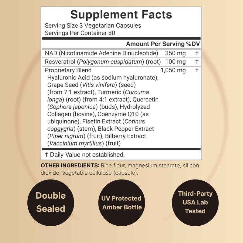 NatureBell NAD+ 1,500mg – 240 Veggie Capsules | 10-in-1 NMN Alternative