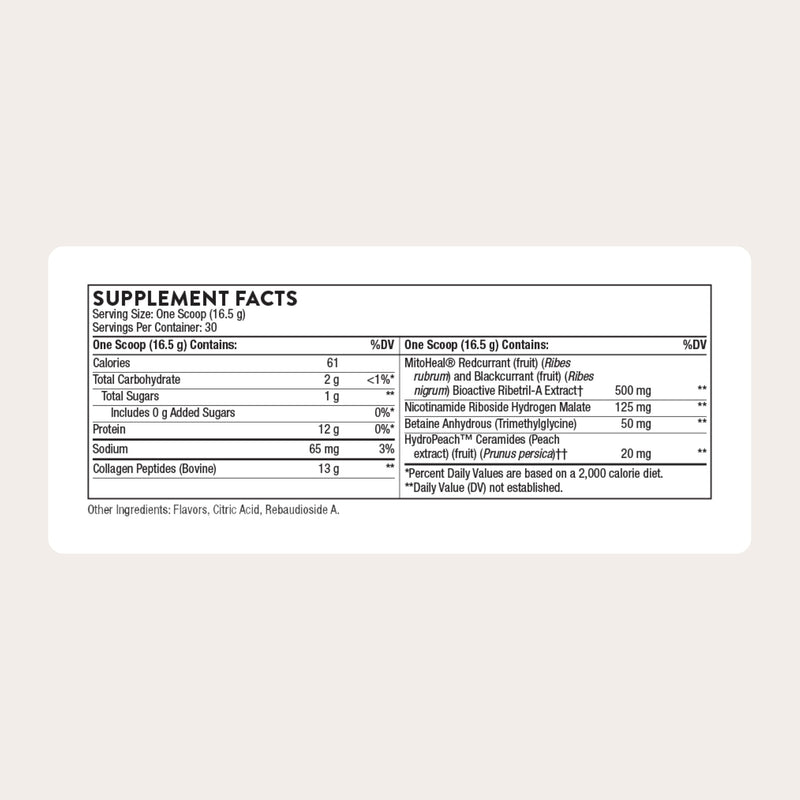 THORNE Collagen Plus – Collagen Peptides with Nicotinamide Riboside for Skin, Hair & Nails – 17.5 oz, 30 Servings