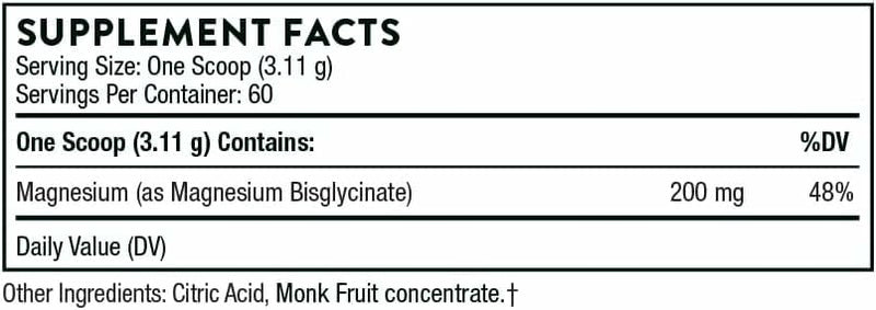 THORNE Magnesium Bisglycinate Powder – 60 Servings, 6.5 oz Jar | Sleep, Metabolism & Heart Health