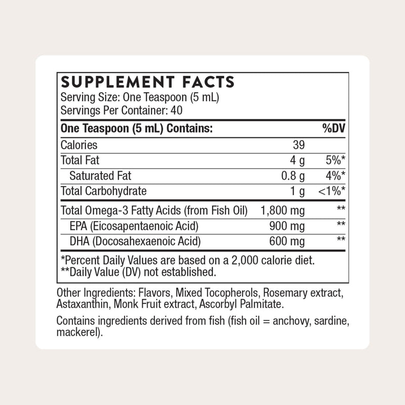 THORNE Omega Superb - Easy Dosing Fish Oil Liquid with EPA & DHA, Lemon Berry, 6.76 fl oz