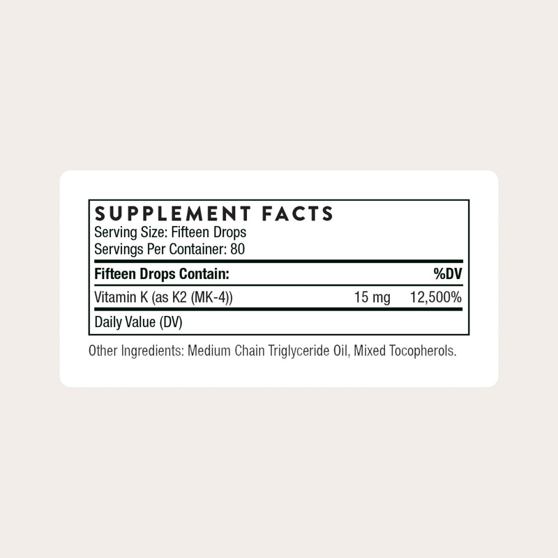 THORNE Vitamin K2 Liquid (1 mg/Drop) – Heart & Bone Support, Gluten/Dairy/Soy Free | 1 Fl Oz